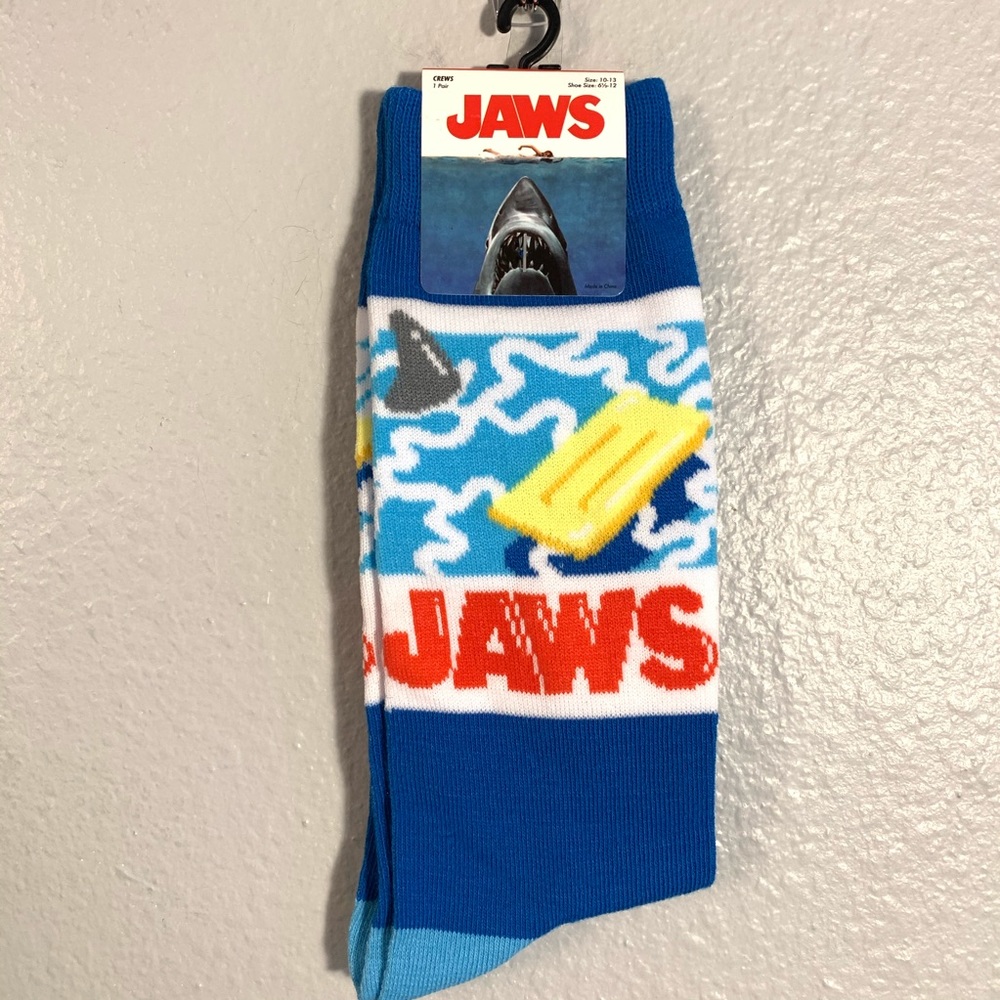 JAWS Blue Men’s Novelty Crew Socks